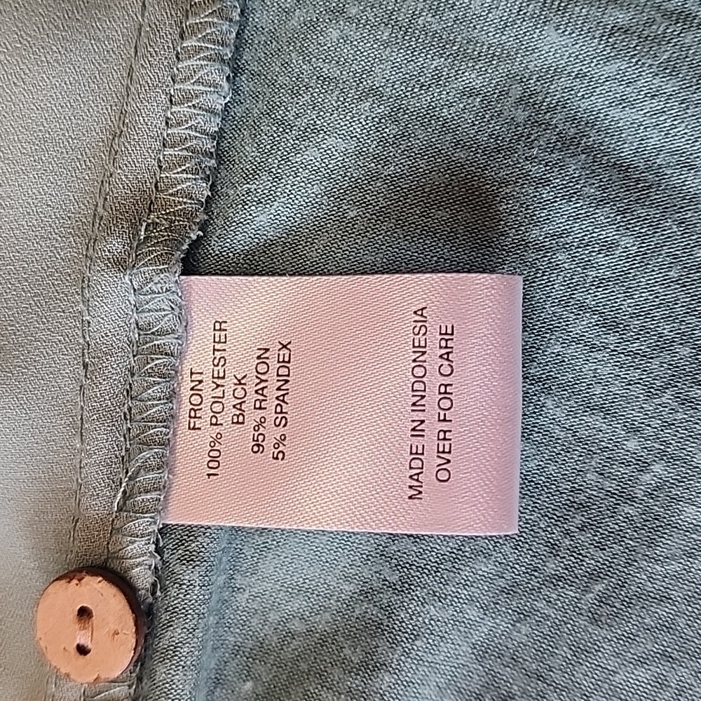 Women's Fortune + Ivy Bendry Mixed Material Tie Front Blouse, Green, Large, EUC - Picture 6 of 8